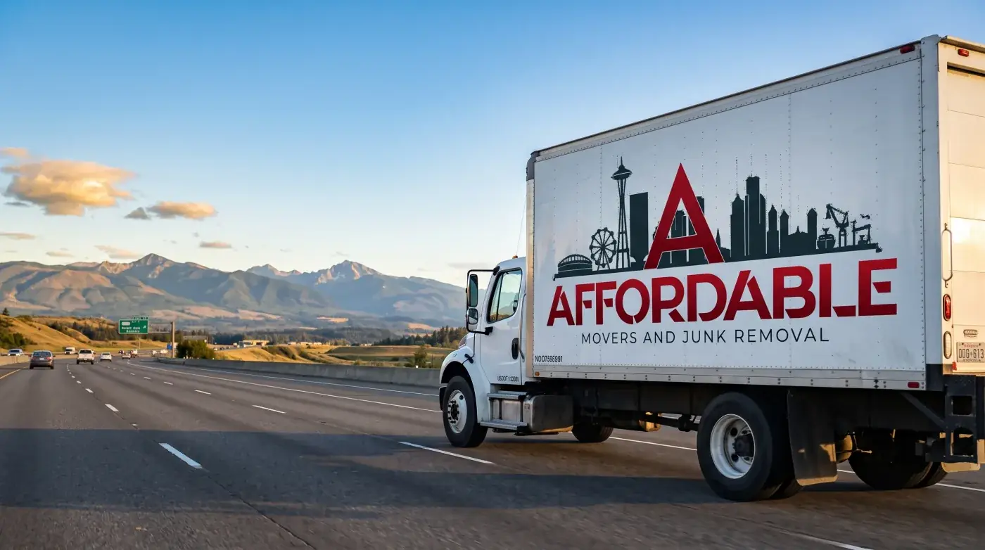 Affordable Movers truck traveling on a long-distance route.